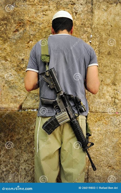 IDF Soldier Man Carry an M-16 Rifle Pray Editorial Stock Photo - Image ...