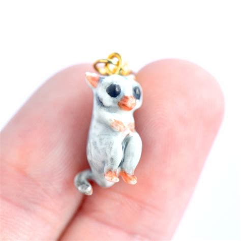 Tarsier Hand-painted Porcelain Animal Charm Collectible Ceramic Tarsier Charm Handmade ...