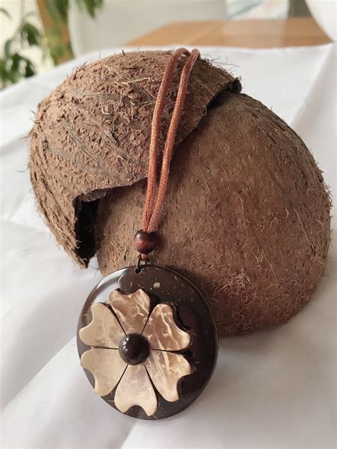 Coconut Jewellery. Handcrafted Coconut shell pendant, coconut necklace, handmade coconut ...