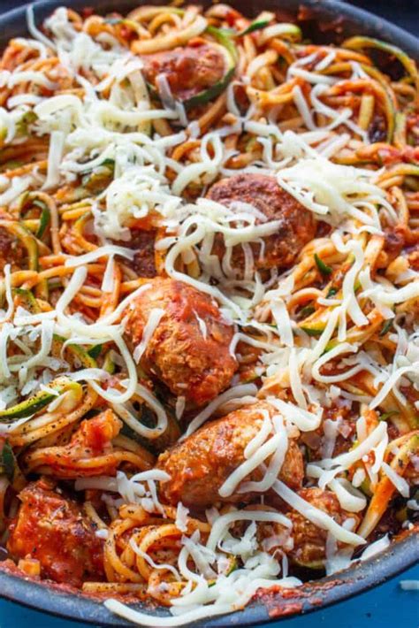 Meatball Marinara with Spiralized Courgette and Wholewheat spaghetti ...