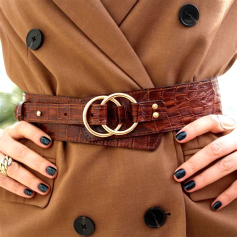 Lovely Brown Leather Belt Women, Wide Waist Belt, Leather Waist Belt, Leather Suit Belt, Reptile ...