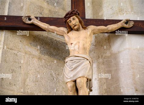 Sculpture of Jesus Christ on the cross. St Martin's Cathedral in ...