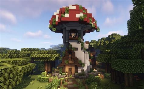 A mushroom house i made :)) : r/Minecraftbuilds