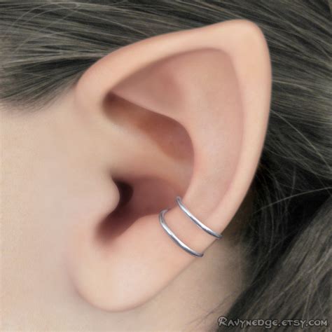 Duality Concha Ear Cuff - 925 Silver or 14k Gold Filled Double Band ...