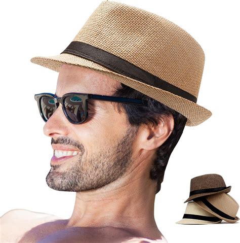 Fedora Hat Mens Fedora Hats For Men Trilby Hat Straw Sun, 52% OFF