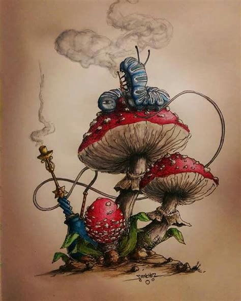 Alice In Wonderland Mushroom Drawing - Drawing.rjuuc.edu.np