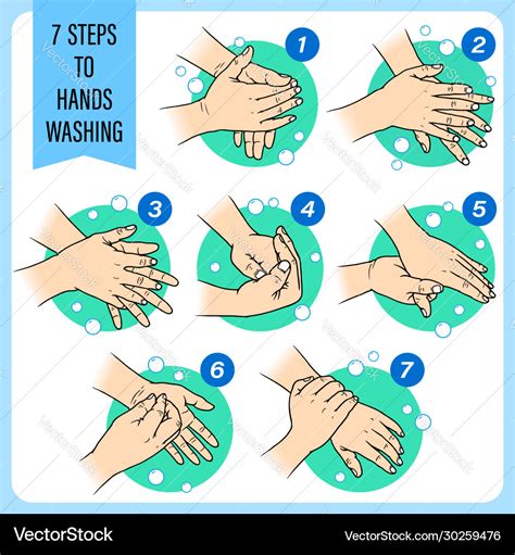 7 steps to washing hands for good health Vector Image