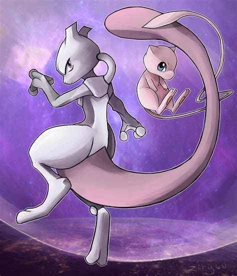 Mew and Mewtwo by ziryuu on DeviantArt