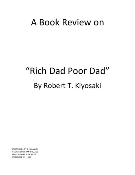 A book review on "Rich Dad Poor Dad"