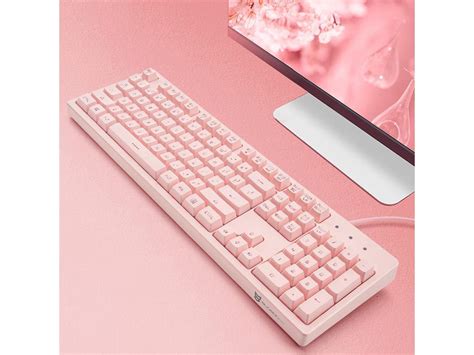 Pink Keyboard with 7-Color LED Backlit, 104 Keys Quiet Silent Light Up Keyboard, 19-Key Anti ...