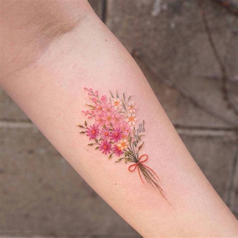 Cool Flower Bouquet Tattoo Color Ideas - Tattoo Word