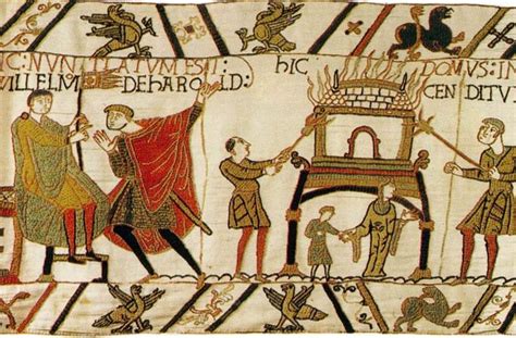 1070s Bayeux Tapestry Norman conquest of England by William, Duke of Normandy&Harold, Earl of ...