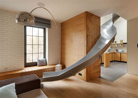 Inspiring Modern Duplex Apartment In Ukraine With A Slide | iDesignArch | Interior Design ...