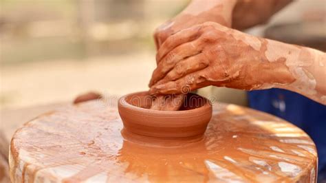 Unrecognizable Pottery Woman Working with Pottery Wheel in Cozy ...