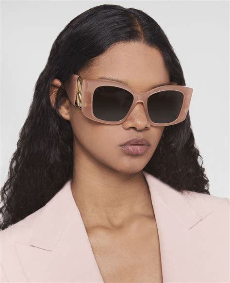 Women Shiny Opaline Antique Rose Falabella Square Sunglasses | Stella McCartney GB