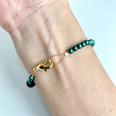 Green and Sapphire Blue Pearl Bracelet Size 7.5 Inches - Etsy