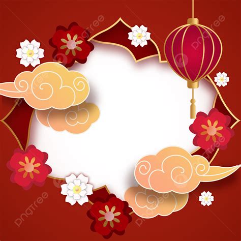 Chinese New Year Border PNG Picture, Auspicious Clouds Paper Cut ...