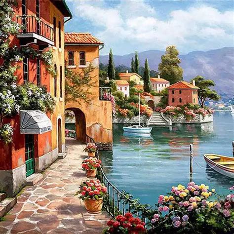 Landscape Painting by Numbers Diy Oil Canvas Painting Wall Art Coloring Digital Painting Home ...