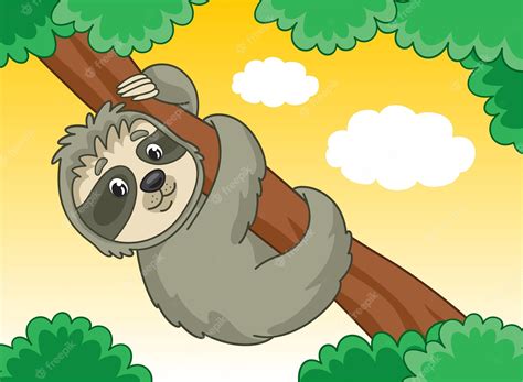 Premium Vector | Sloth bear on tree