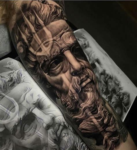 Pin by Zac Elson on Arm sleeve tattoos | Poseidon tattoo, Zeus tattoo, Greek mythology tattoos