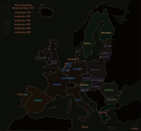 En este mapa de la Unión Europea podemos ver el año de incorporación de cada uno de los países ...