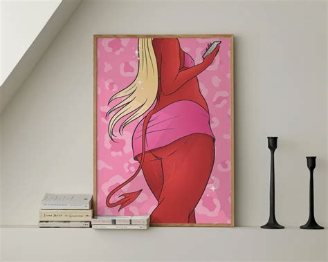 Femme Demon Baddie Y2K Pink Horror Goth Gothic Bimbo Girly Aesthetic Art Print Large Living Room ...