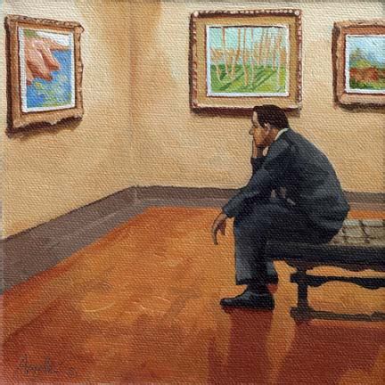 a painting a day contemporary original oil realism man contemplating Monet paintings | Apple Arts