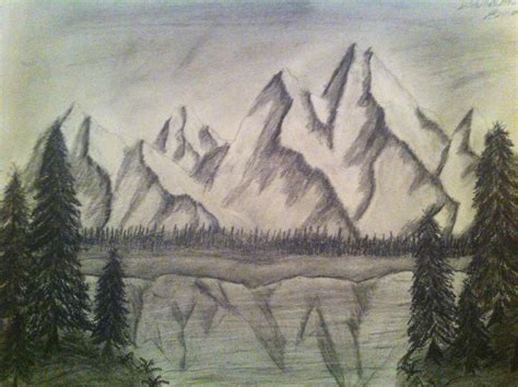 Mountain lake (my first charcoal drawing) by smooty102 on DeviantArt