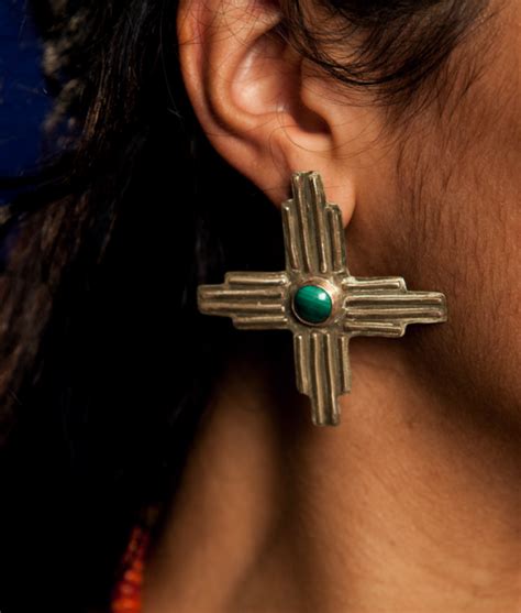 Zia Pueblo Sun Symbol Large Studs - Luni | Studs, Stud earrings, New mexico flag