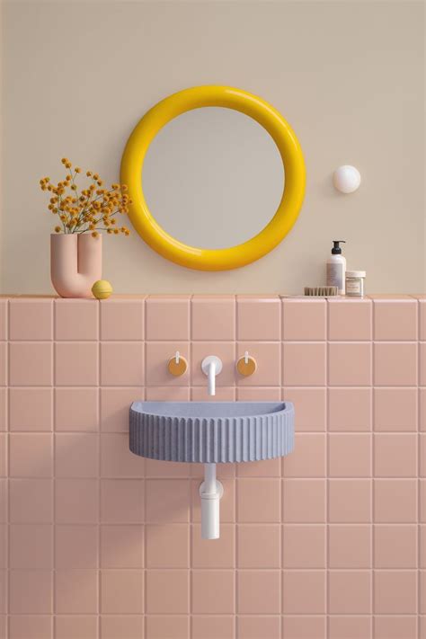 Modern, colorful, trendy blue/mauve concrete wall hung sink with a soft ...