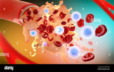 3d illustration of blood plasma and the components of blood that flow ...