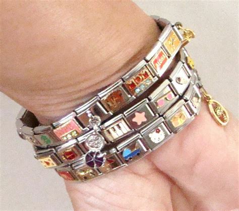 Stainless Steel 9MM Italian Charm Bracelets - 3 Bracelets of 57 Assorted Links #Unbranded ...