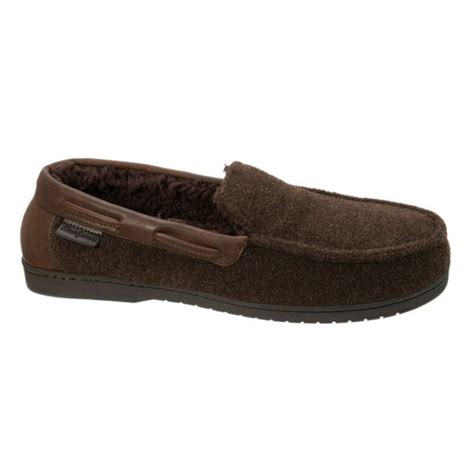 Dearfoams - Dearfoams Men's Mixed Material Moccasin Slippers - Wide ...