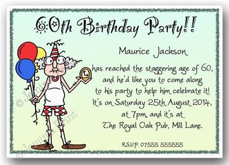 Funny 60th Birthday Party Invitations 40th 50th 60th 70th 80th 90th ...