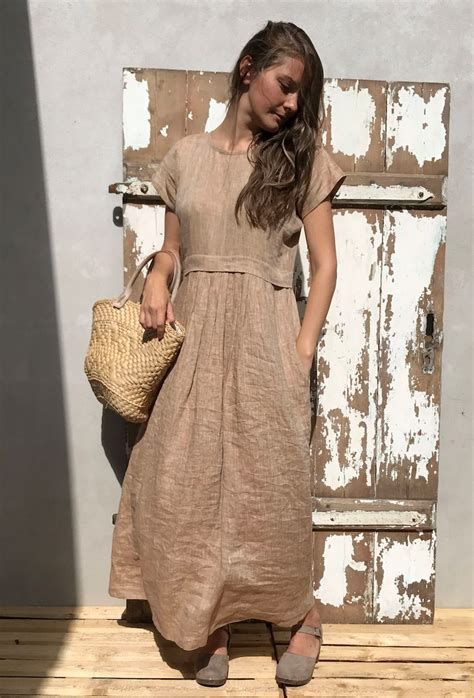 Linen Maxi Dress Long linen dress plus size maxi dress with - Etsy 日本