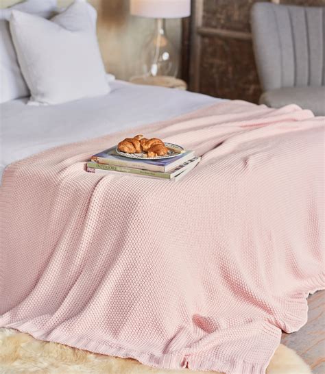 Light Pink | 100% Cotton Moss Stitch Blanket | WoolOvers US