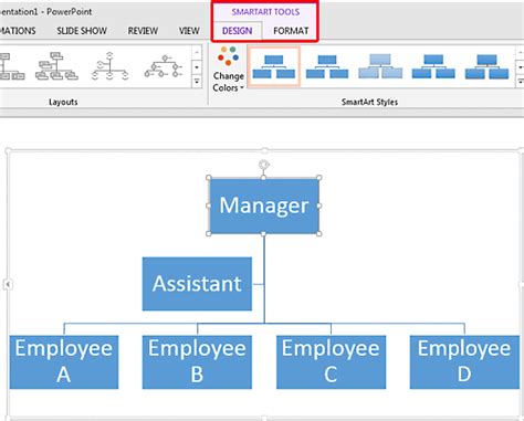 Change Layout of Organization Charts in PowerPoint 2013 for Windows