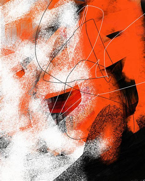 Black White And Orange Modern Abstract Painting Painting by Wall Art ...