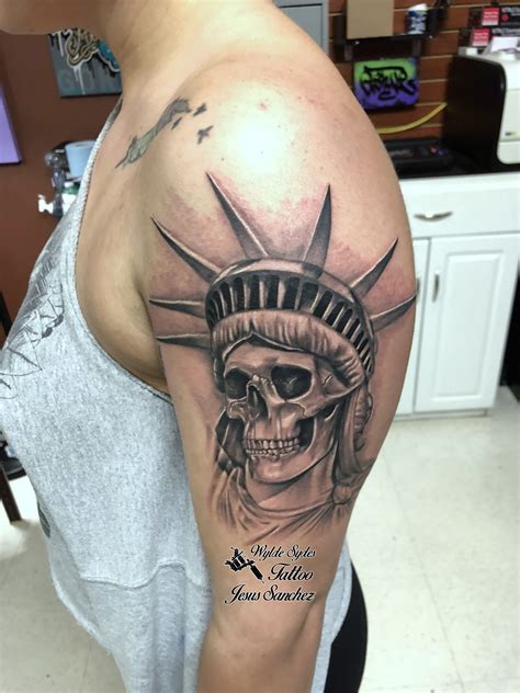 Statue of liberty, skeleton style. | Back tattoos for guys, Tattoos, Statue of liberty tattoo