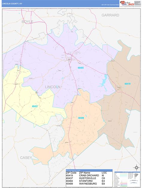 Lincoln County, KY Wall Map Color Cast Style by MarketMAPS - MapSales