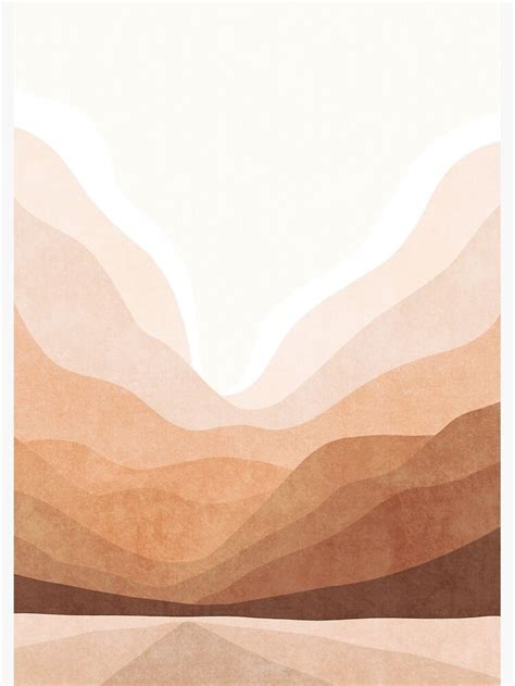 an abstract landscape with mountains and water in the foreground, on a beige background