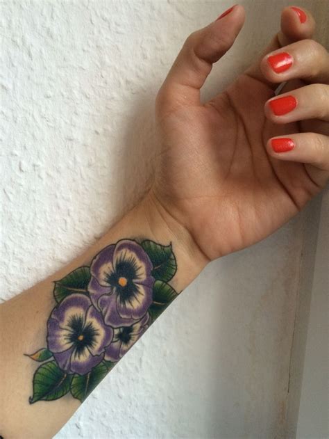 My tattoo pansy flower purple tattoo leaf nature new | Purple tattoos, Pansy tattoo