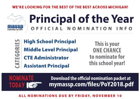 Principal of the Year Award nominations due Nov. 10 | Michigan Association of Superintendents ...