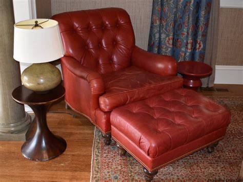 Red leather chair and ottoman - Rhode Island Monthly