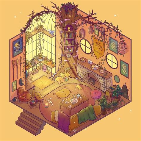 Hufflepuff Common Room, an art print by Brittnie | Harry potter art, Hogwarts, Isometric art