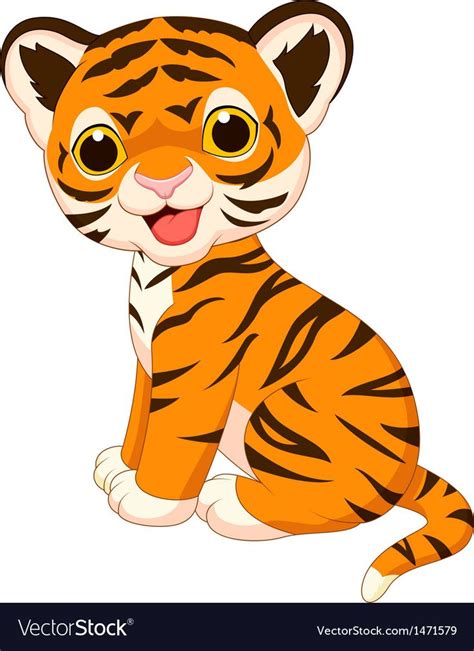 Vector illustration of Cute baby tiger cartoon. Download a Free Preview or High Quality Adobe ...