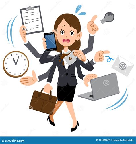 A Woman Working at a Company that is Too Busy Stock Vector - Illustration of company, troubled ...