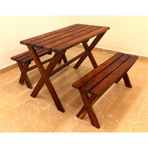 Outdoor Wooden Lawn Table and Benches | Home Design Lahore