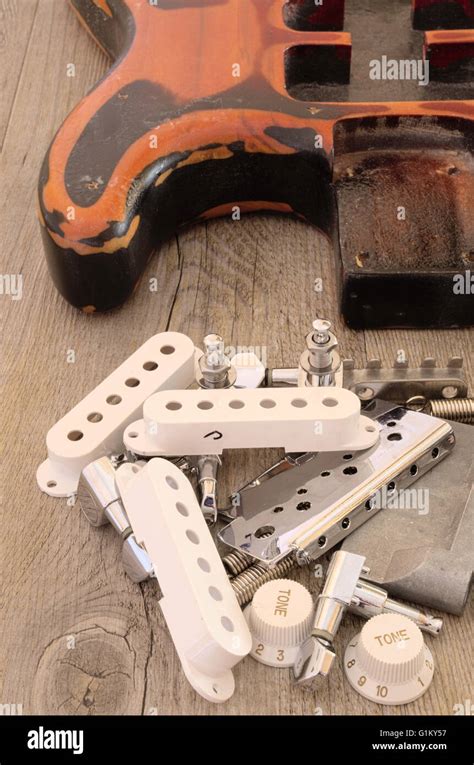 Vintage electric guitar spare parts Stock Photo - Alamy