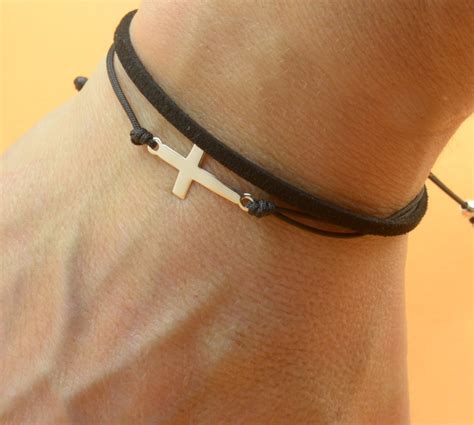 Sterling Silver Cross Charm Bracelet. Mens Bracelet - Etsy